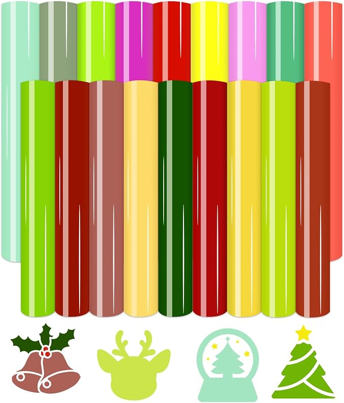 HTVSTD Christmas HTV Heat Transfer Vinyl 18pcs 12×10in Iron on Vinyl |
