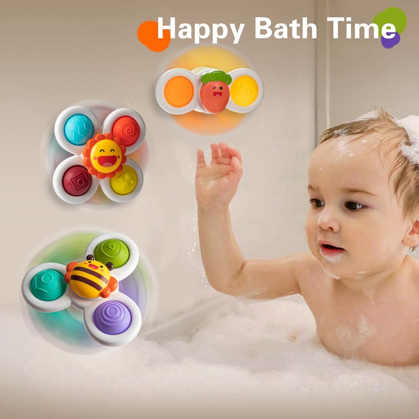 3PCS Suction Cup Spinner Toys for 1-2 Year Old Boys Spinning Toys Sensory Toys for Toddlers 1-3 Gifts for 1 Year Old Girls