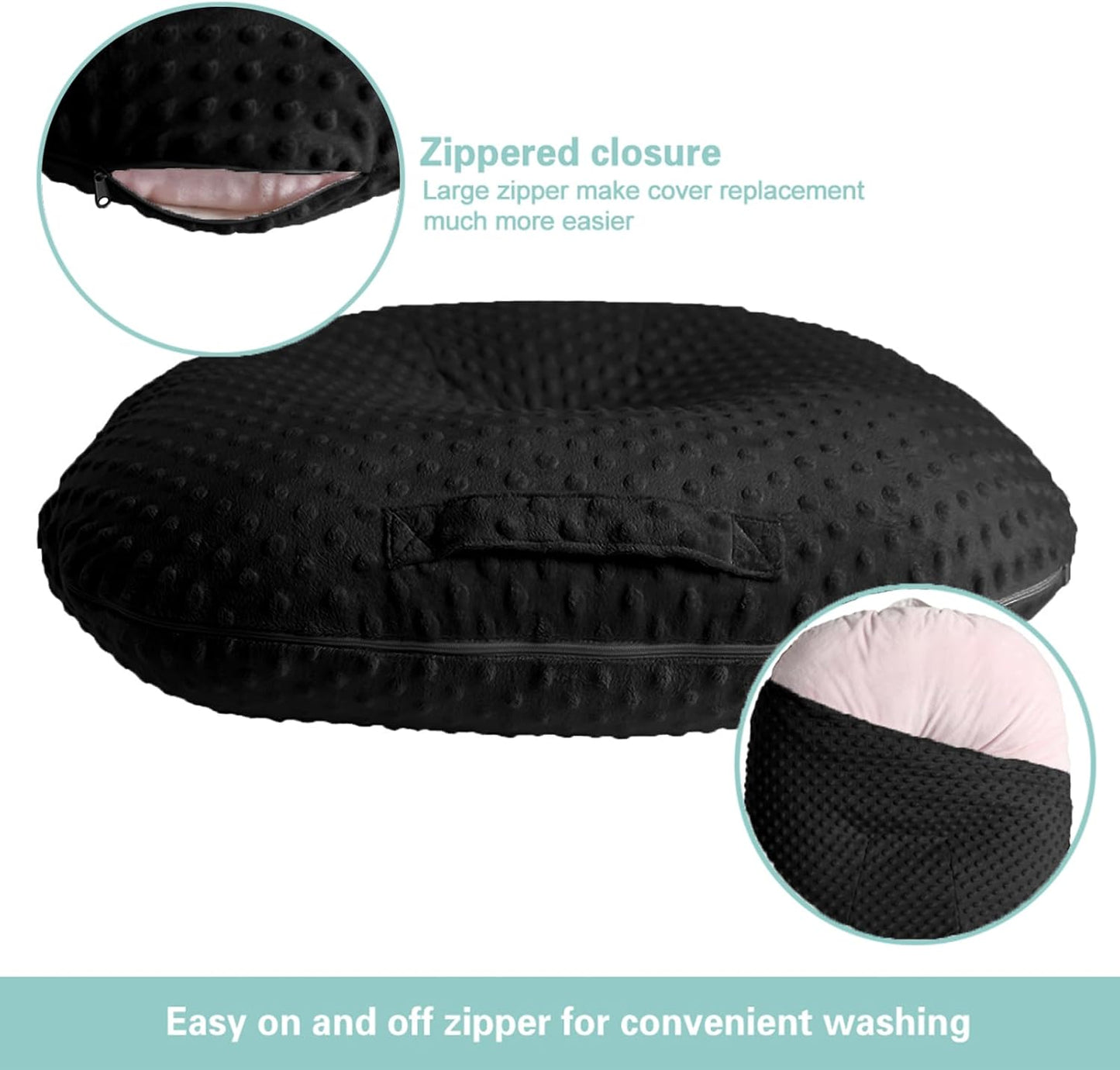 OWLOWLA Newborn Lounger Cover,Minky Removable Slipcover Fits Newborn Lounger for Baby Boy Girl(True Black)