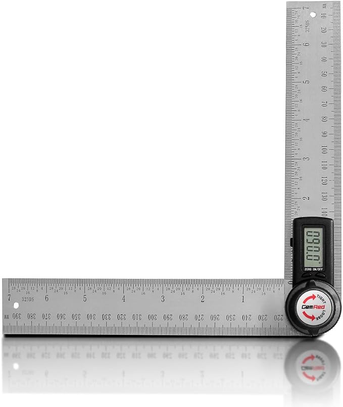 GemRed 82305 Digital Angle Finder Protractor Stainless Steel | Black Buttons
