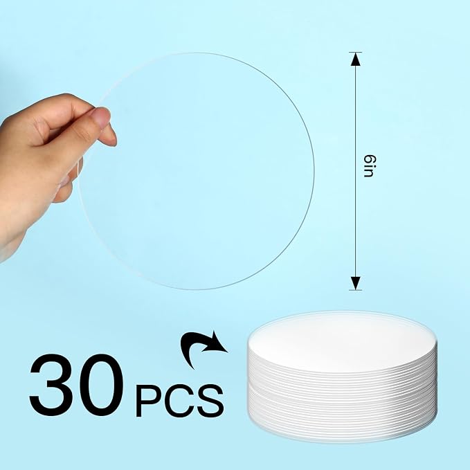 30 Pcs 6 Inch Acrylic Blanks Clear Round Acrylic Circles | Clear Plastic