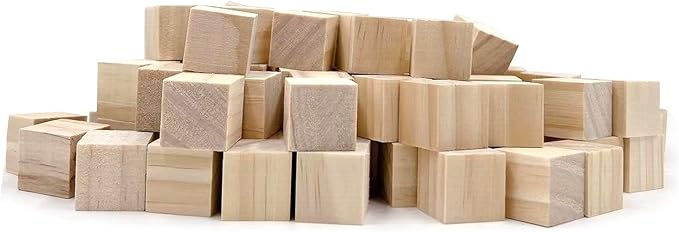 Wood Blocks for Crafts, Unfinished Wood Cubes, 3cm Natural Wooden Blocks