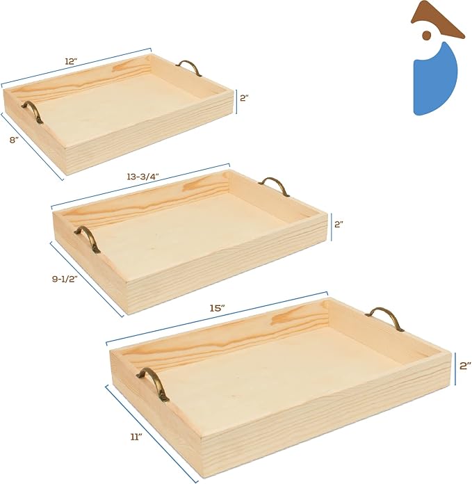 Unfinished Wood Nesting Serving Trays
