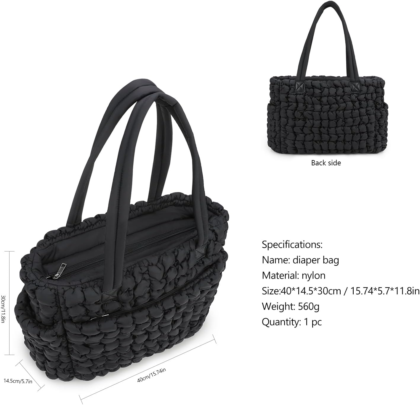 Lmbabter Puffer Quilted Tote Large Diaper Hobo Mommy Bag Hold 16“Laptop Stylish Cloud Handbag Carryall Daypack Travel Work