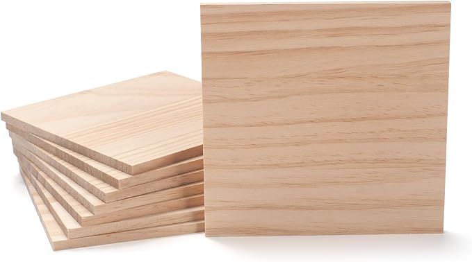 Wooden Blocks for Crafts, 6″ X 6″ Wood Blocks Squares for Crafts1/4″ Thick