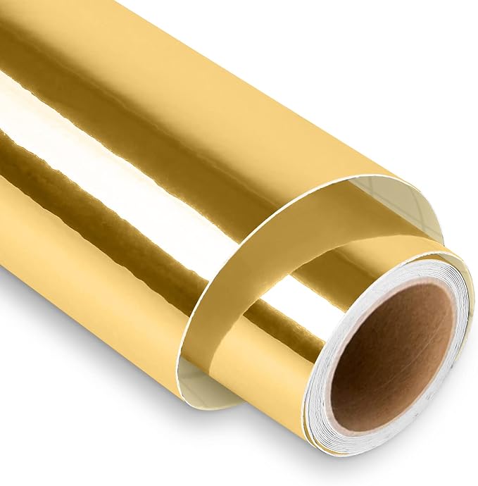 Lya Vinyl Mirror Gold Permanent Vinyl Roll 12" x 6FT Metallic Outdoor Permanent