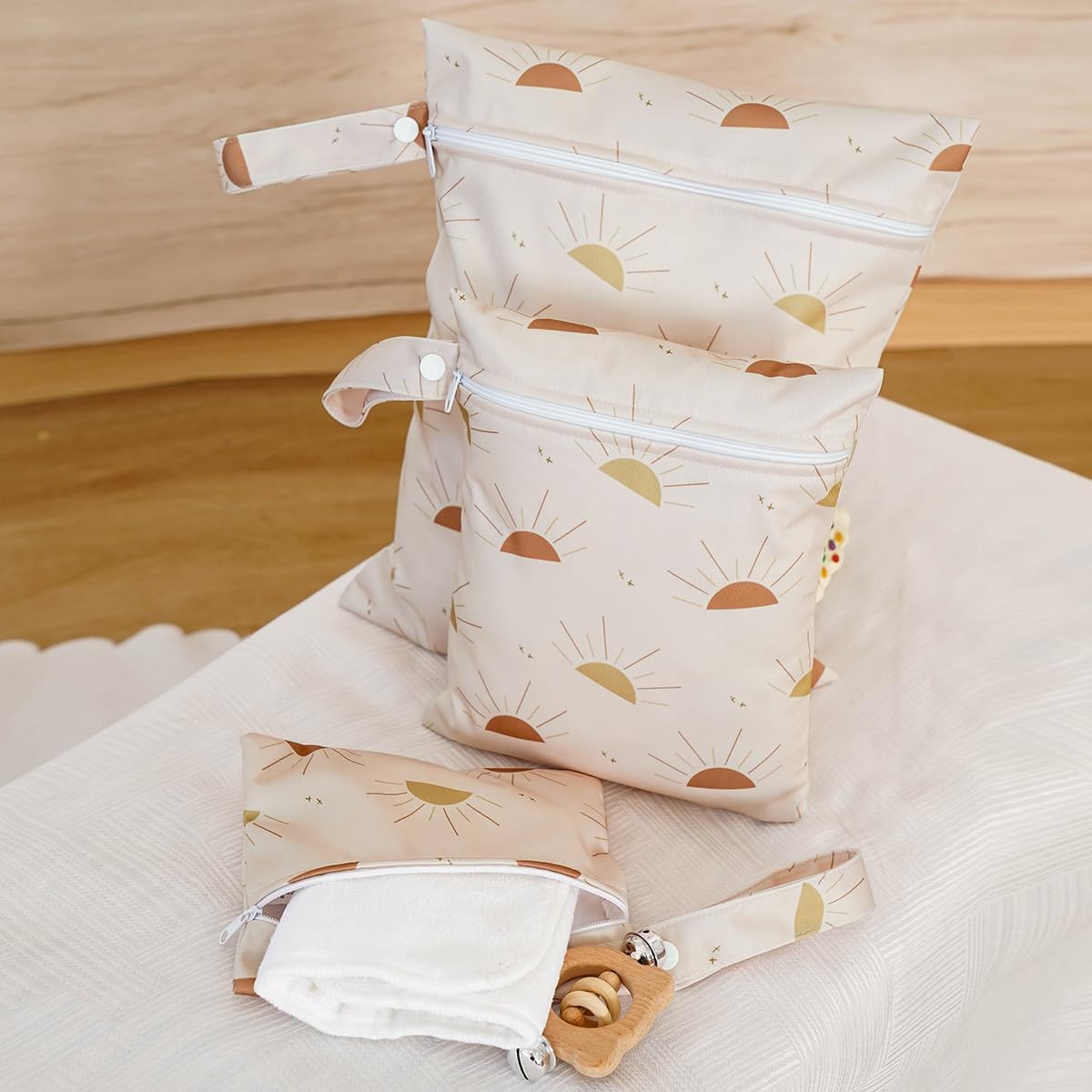 Happy Flute 3 Set Wet Bag Storage Bag Zipper Waterproof Washable Travel Bags, Beach, Pool, Gym Bag for Cloth Diaper, Swimsuits & Wet Clothes(EF641)