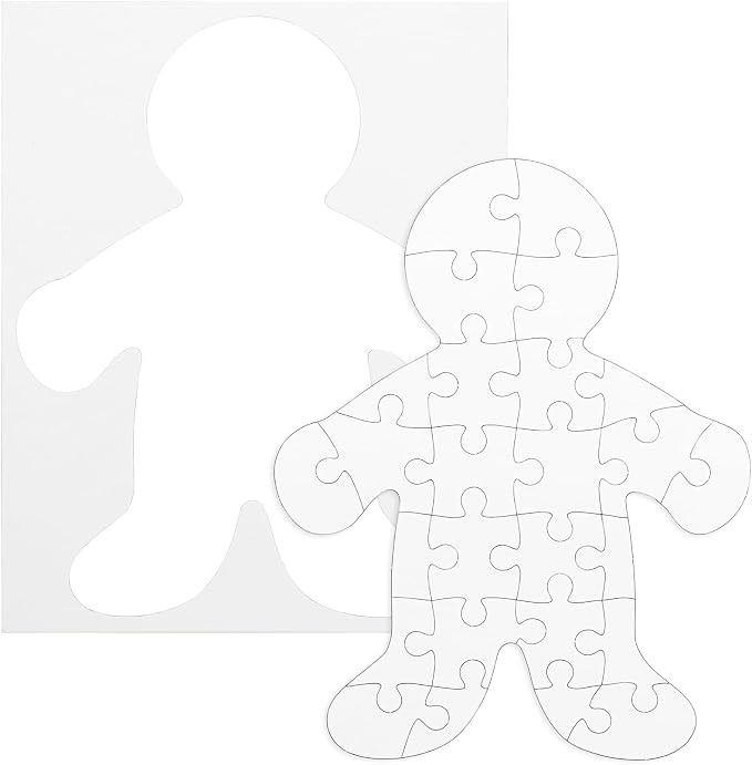 Hygloss 12 Blank Person-Shaped Puzzles – 8.5 x 10.5 Inches – Ideal