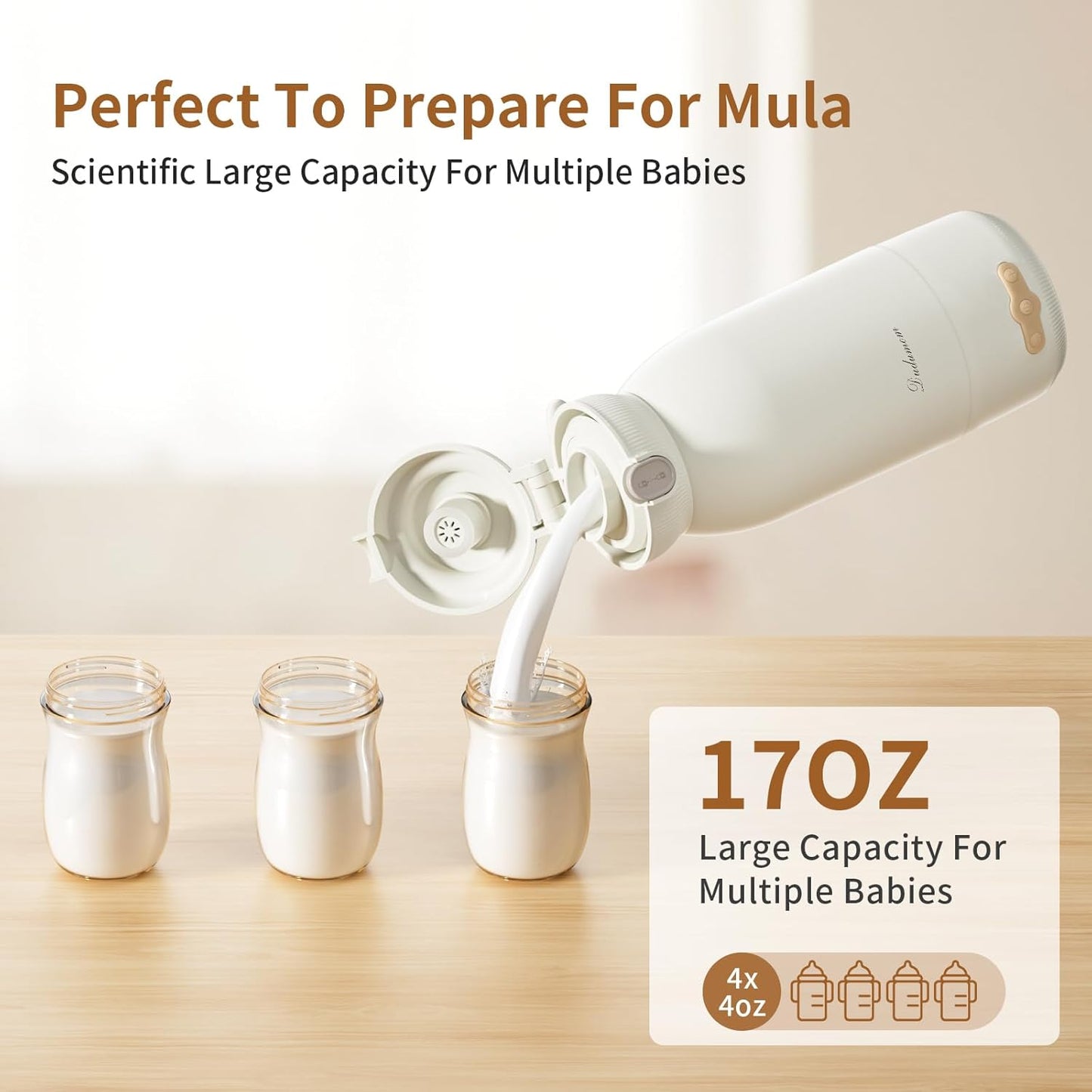 Portable Milk Warmer for Travel: 17 OZ 120W Fast Heating for Breast Milk Formula & Water - Portable Milk Warmer for Baby, Fast Charging & Long Battery Life for Outdoor Airplane Car Journey