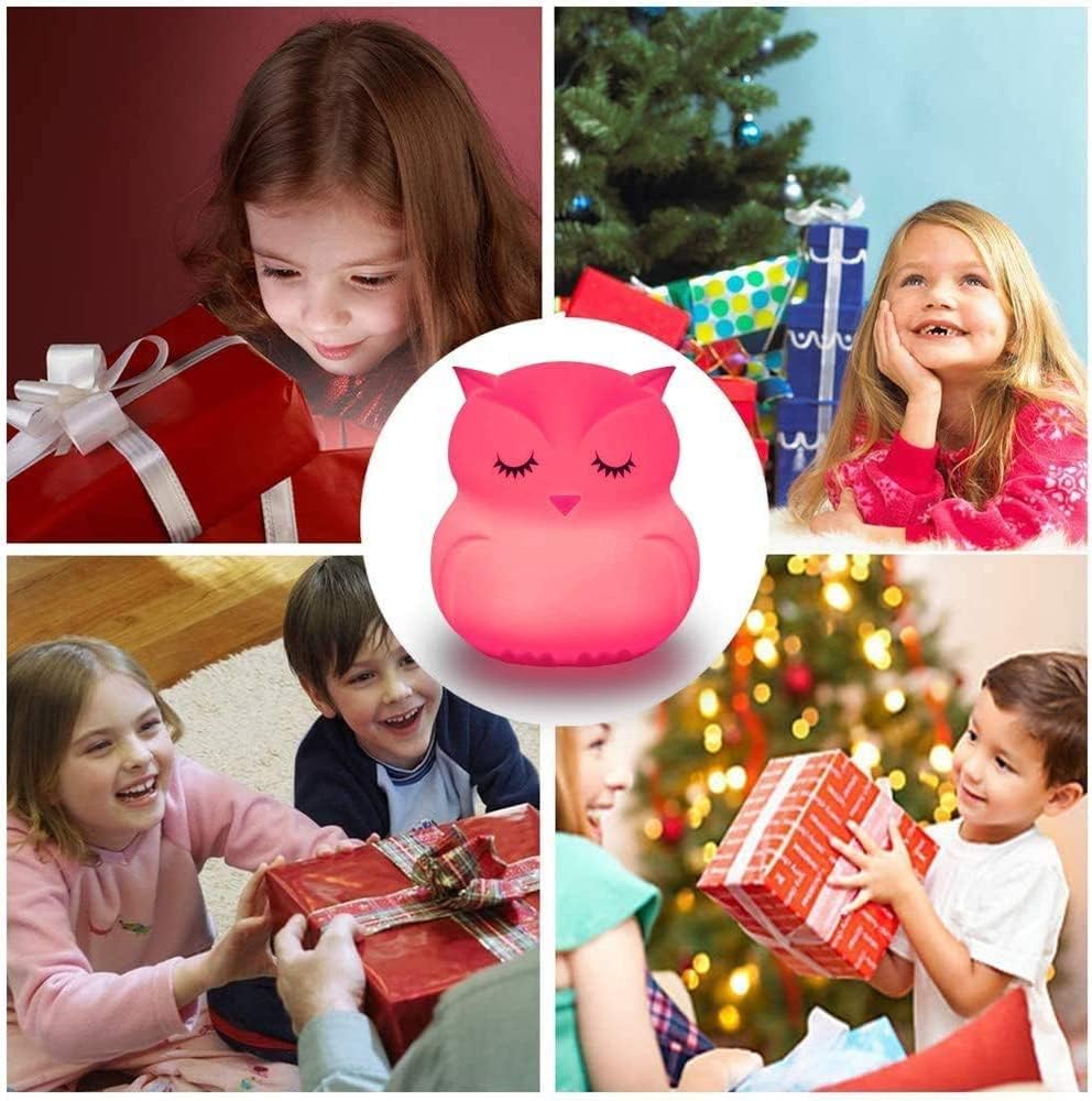 Night Light, Bedside Lamp for Children/Kids, Baby Nursery Lamp for Breastfeeding Safe, Break Resistant, Eye Caring, Adjustable Brightness & Color, Touch Control + Remote Control - Medium Owl