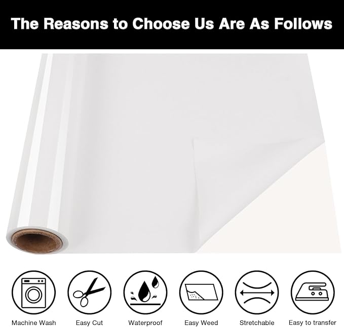 TORC White Puff 3D HTV Vinyl Heat Transfer, Silhouette | Easy Cut & Weed