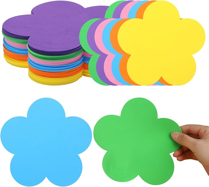 Ireer 48 Pcs Large Foam Flower Cutouts 6 Inch Colorful Bulletin Board