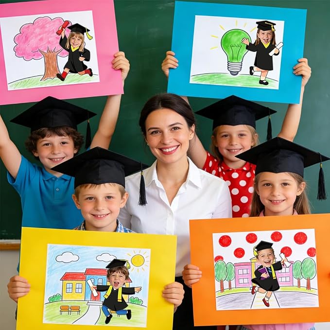 90 Set Graduation Hat Gown Cutout Graduation Bulletin Board Decoration Black