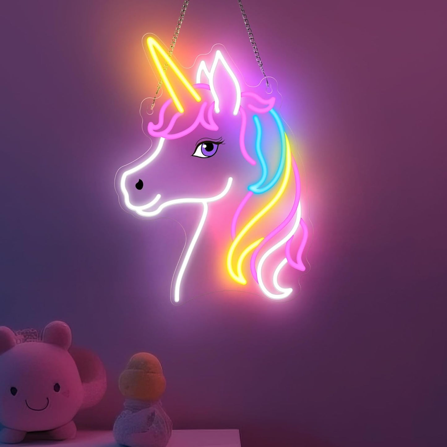 Unicorn Neon Sign, Unicorn Lamp Wall Decor, Dimmable Birthday Party Decorations for Home, Patio, Garden, Restaurants, Hotels, Stores, Clubs, Gift for Friends, Family and Kids
