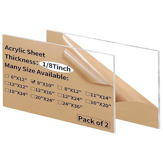 8 x 10 inch Clear Acrylic Sheets 1/8 inch Thick