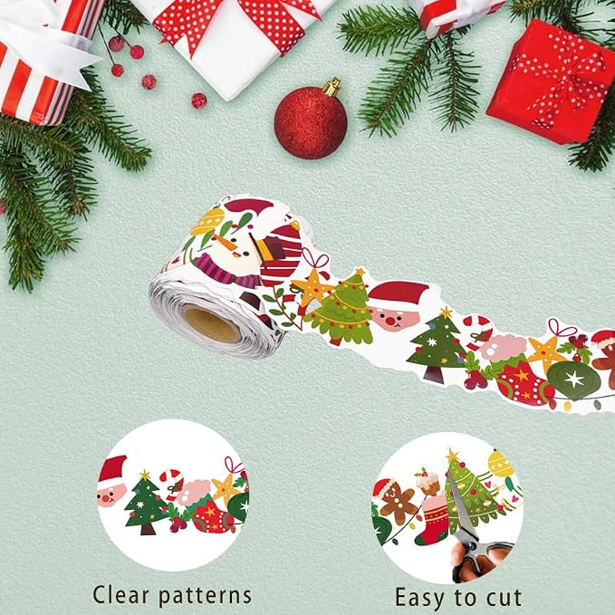 69 Ft Christmas Bulletin Board Border，Santa Claus Christmas Tree Trim Border