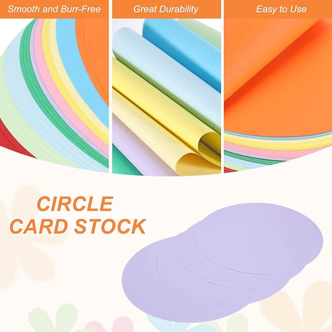 MECCANIXITY 24 Pcs Circle Card Stock, 9.8 Inch Round Cutouts Paper Thick
