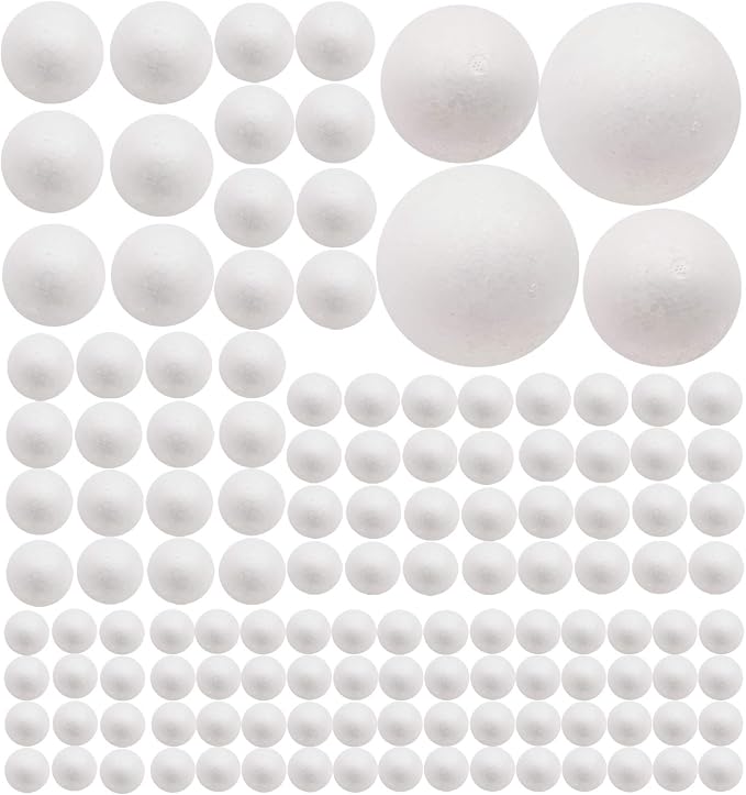 129 Pack Craft Foam Balls, 7 Sizes Including 1-4 Inches, Foam Balls