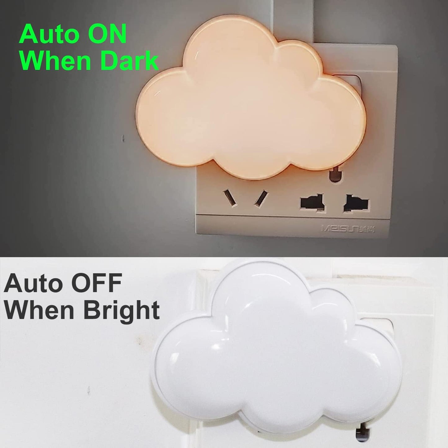 AUSAYE 4Pack Sensor LED Night Light Plug in Lamp Cloud Night Light Mini Pretty Night Lights for Adults Kids NightLight White