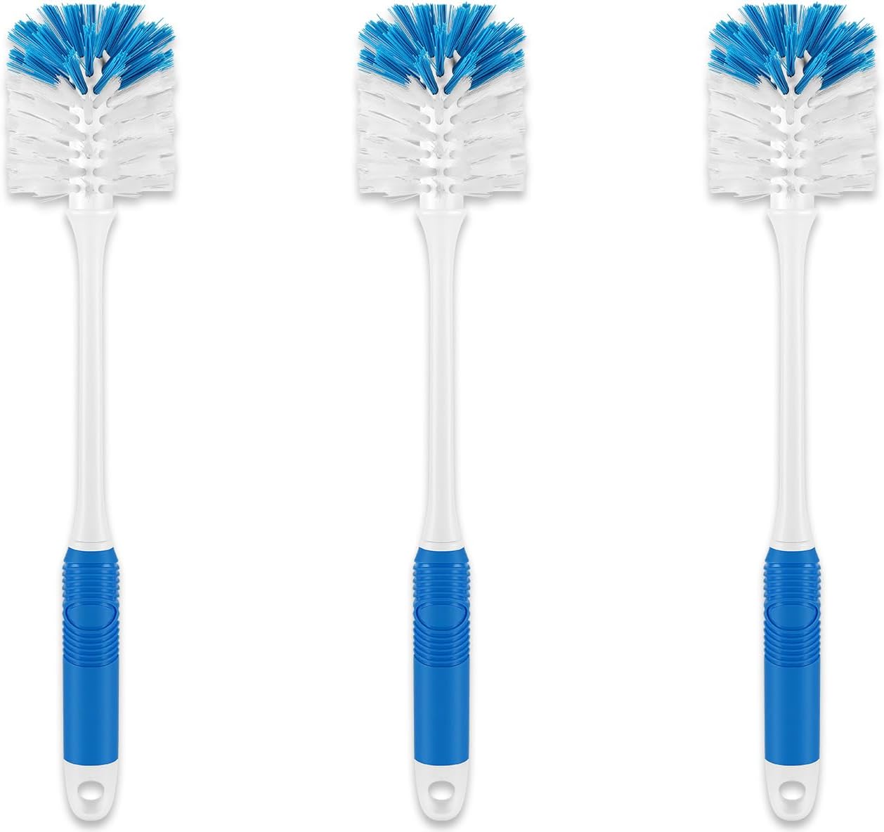 Bottle Brush Cleaner, Long Handle Bottle Brush with Dual Bristles for Water Bottles, Glassware, Mugs, Sports & Baby Bottles Cleaning, Blue 3 Pack