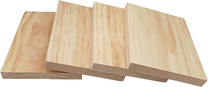 4PCS Rectangle Wood Boards Unfinished Wood Blocks