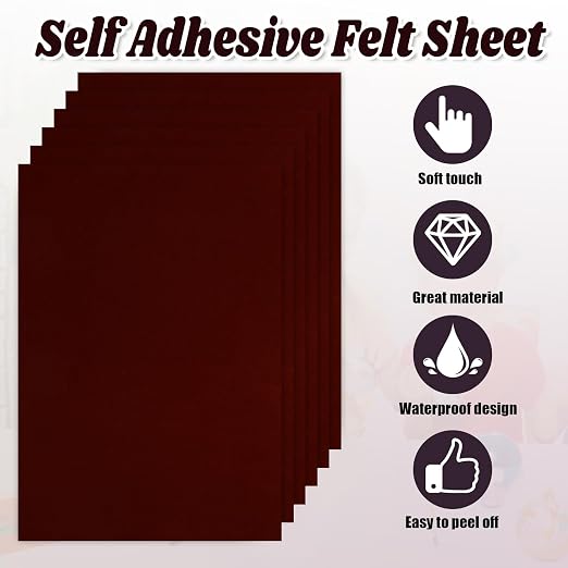 Biaungdo Self Adhesive Felt Sheets, Dark Brown, 8 x 12 Inch | A4 Size, Felts