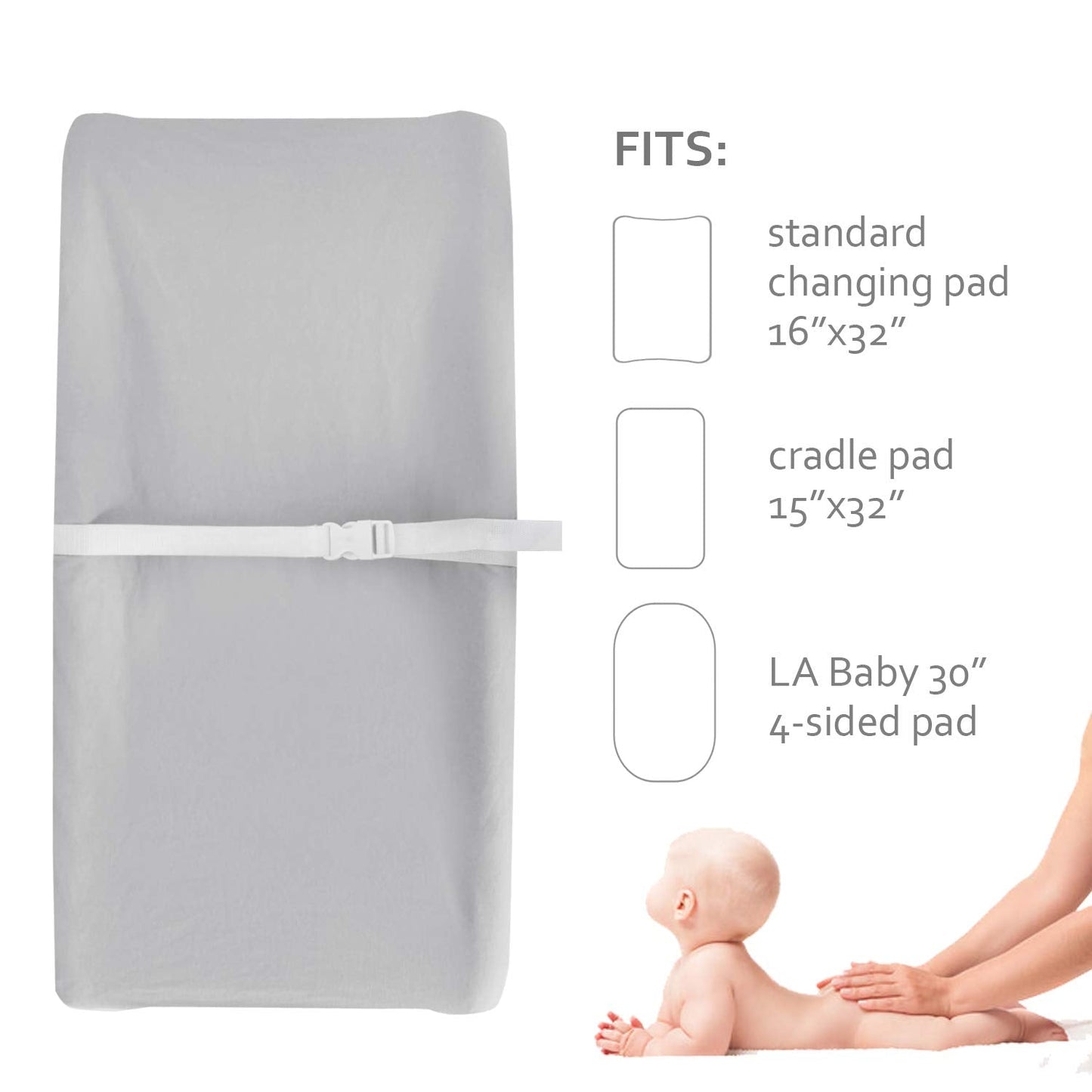 Changing Pad Covers Beige Grey for Boys Girls, Cotton 2 Pack Unisex Changing Table Pad Cover Cradle Sheet Soft and Breathable 16" x 32" for Standard Baby Changing Pads