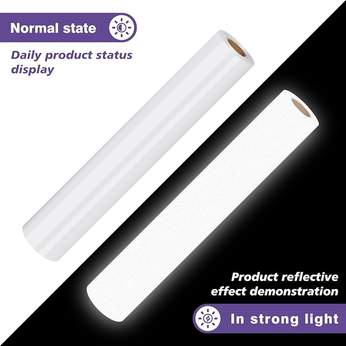 TUMIYA Heat Transfer Vinyl Reflective White HTV Roll, Reflective HTV Vinyl