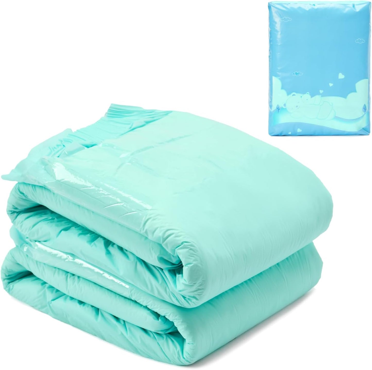 Littleforbig Adjustable Tapes Adult Diaper 2 Pieces - ABDry Ultra Absorbent Diapers Green (X-Large 48"-56")
