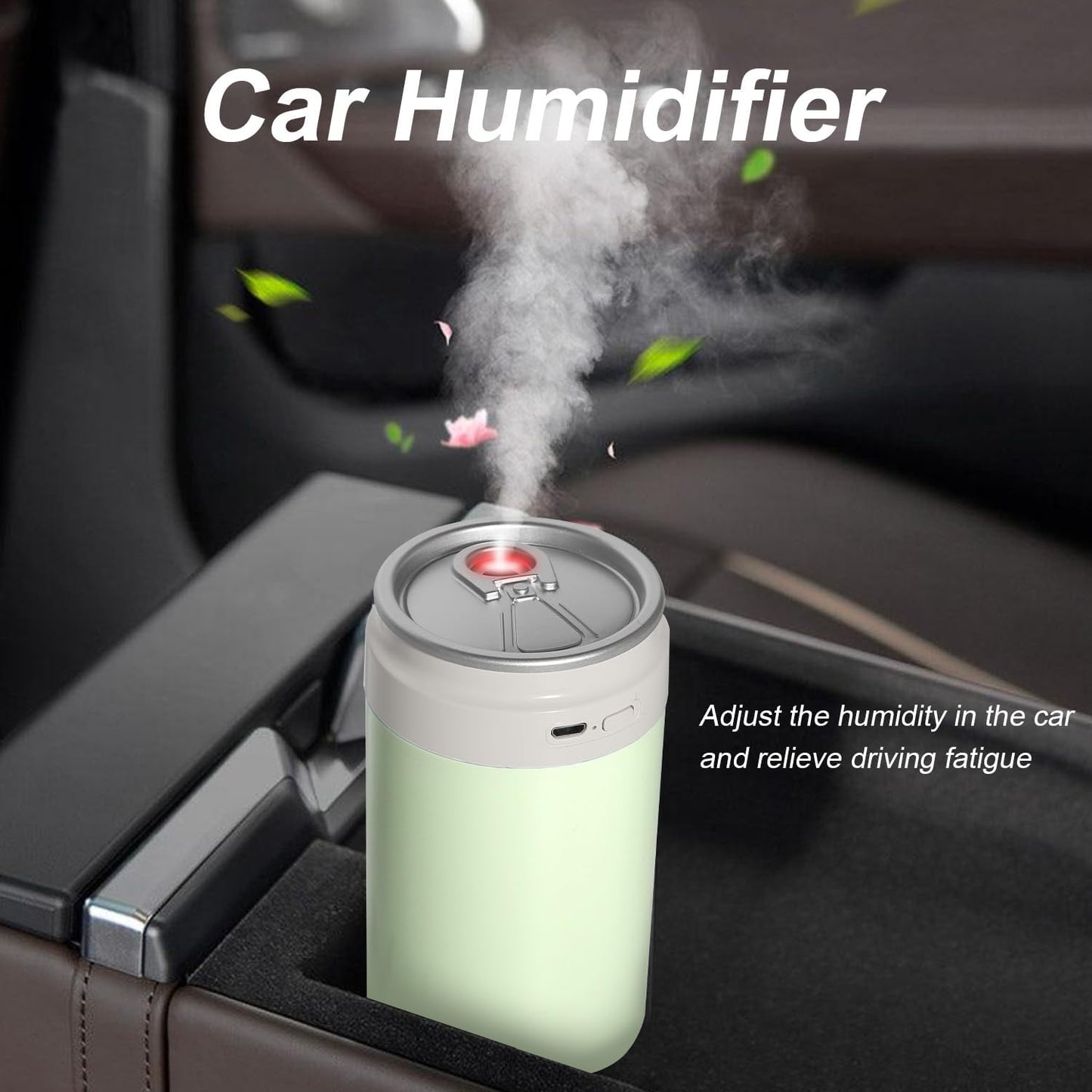 Humidifiers, Humidifier for Bedroom, Can Air Humidifier, Humidifiers for Home and Plants, USB Powered And Battery Powered Portable for Home Office Car Outdoor, 2 Mist Modes, Night Light, Auto-Off