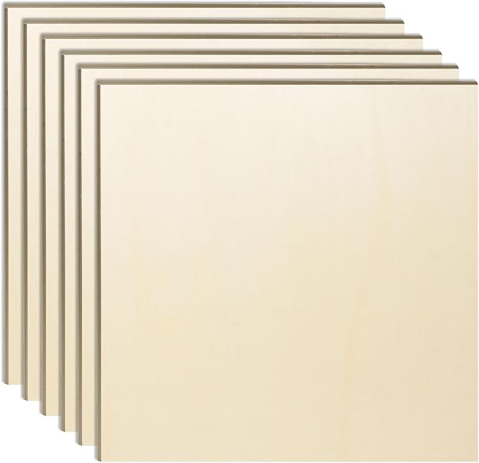 6 Pack 24 x 24 x 1/4 Inch-6mm Thick Basswood Sheets