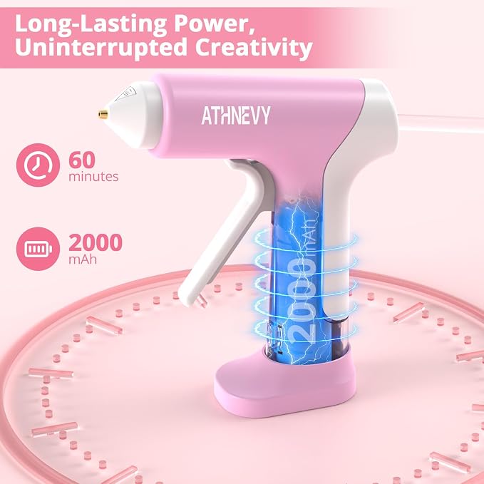 Cordless Hot Glue Gun, 4V 10s Fast Preheat, 2000mAh Battery