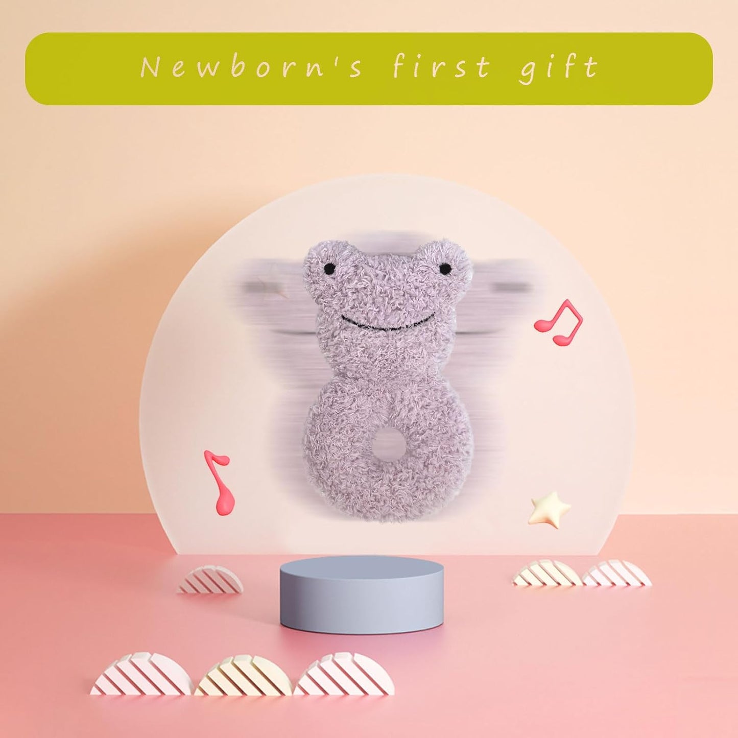 Baby Frog Soft Rattle Toy, Plush Frog Infant Shaker Rattle Easy-Grasp Stuffed Animal Toy, Gifts for Newborns Babies Toddlers Boys Girls, Purple, 6 Inches