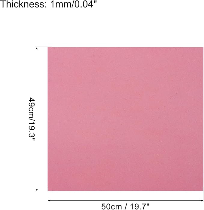 MECCANIXITY EVA Foam Sheets Pink 19.7 Inch x 19.3 Inch 1mm Thick Crafts Foam