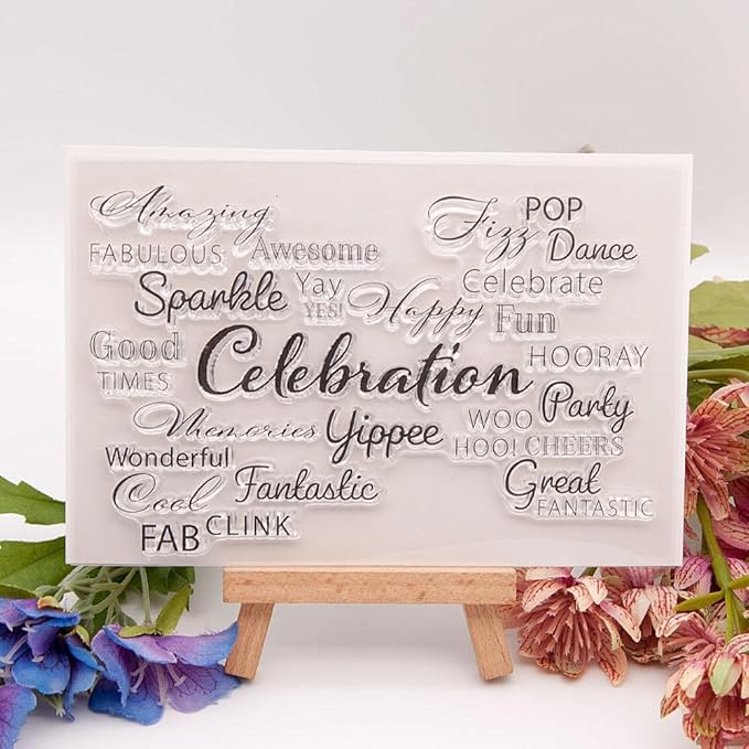 Celebration Words Background Clear Stamps Silicone Stamp Cards
