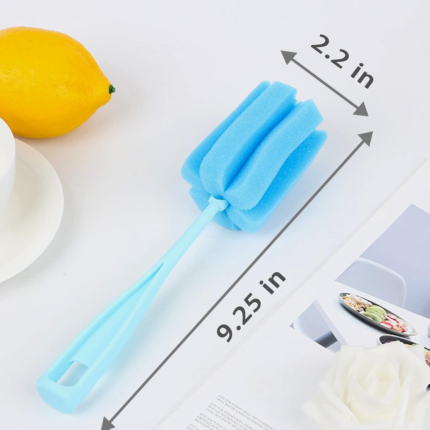 8PCS Bottle Brush Sponge Nipple Brushes Long Handle Cup Cleaner Brush for Baby Bottle Glasswares Mugs Cups Kitchen Clean (4 Bottle Brushes + 4 Nipple Brushes)