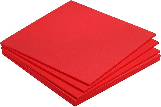 MECCANIXITY EVA Foam Sheets Red 9.8 Inch x 9.8 Inch 5mm Thick Crafts Foam Sheets