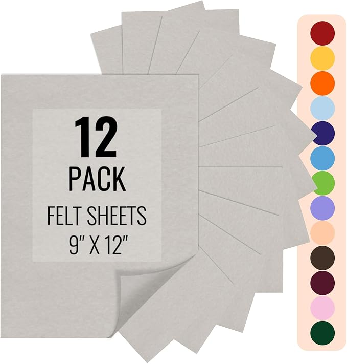 IONTACH 9" X 12" Felt Fabric Sheets 1.6mm Thick | Soft Felt