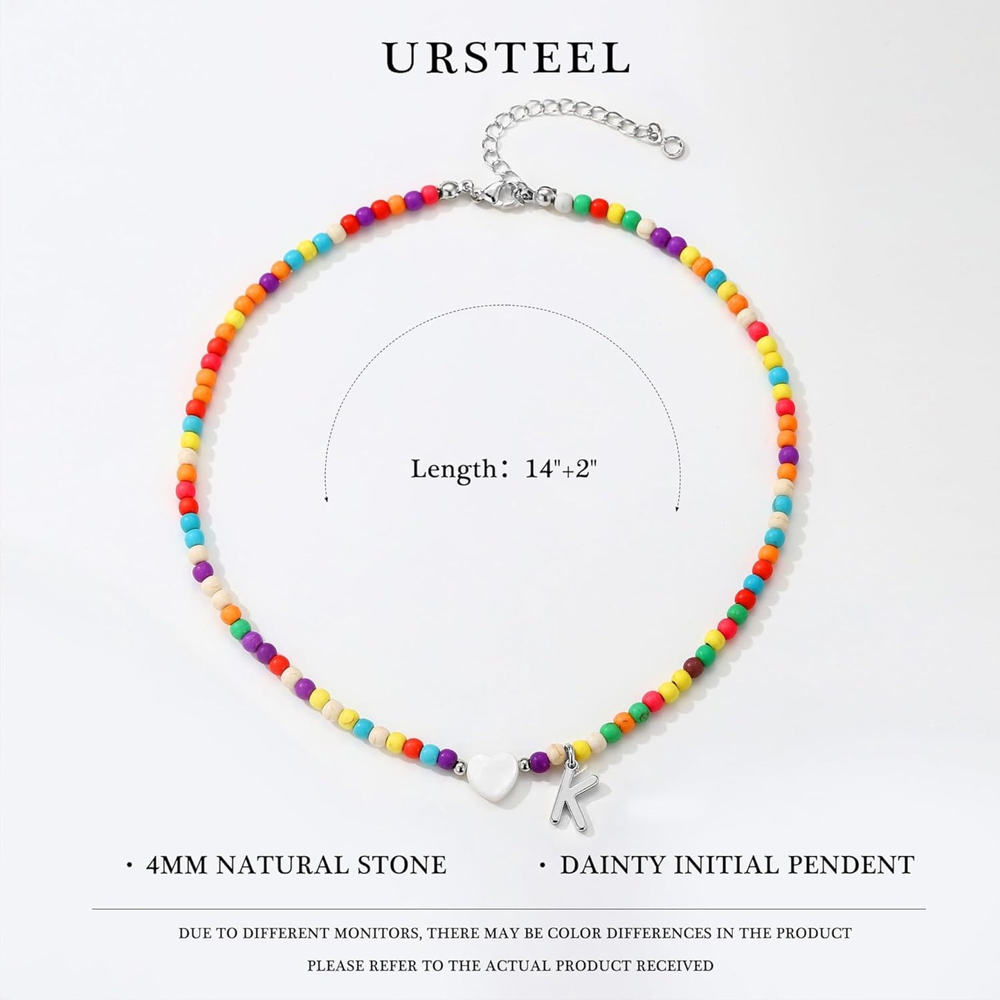 Ursteel Stocking Stuffers for Teen Girls - Trendy Beaded Choker Necklace for Women Teenage Girls, Personalized Letter Initial Necklaces Christmas Gifts for Grandkids