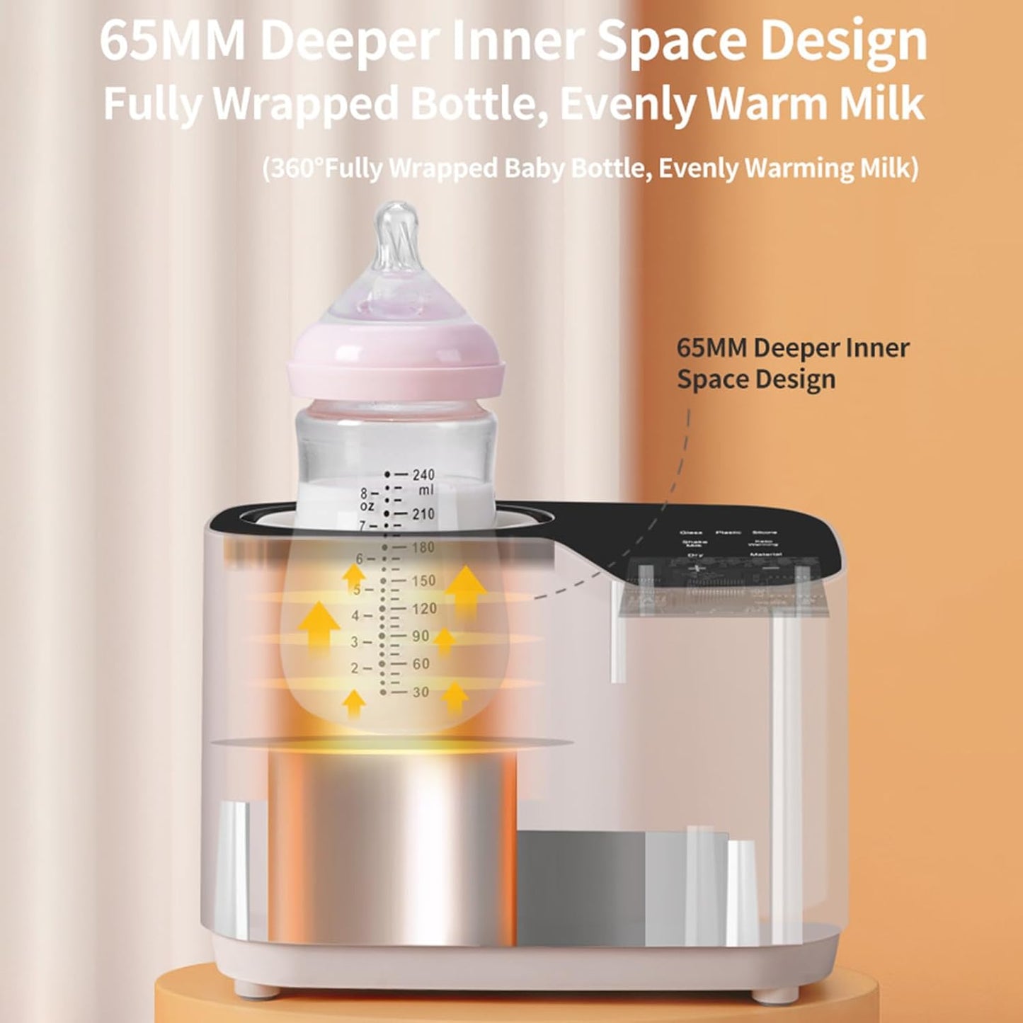 Baby Bottle Warmer, Waterless Bottle Warmer with Shake Function, Fast Milk Warmer for Breastmilk, Portable Bottle Warmer Baby Food Heater & Defroster Warmer for Home (Champagne)