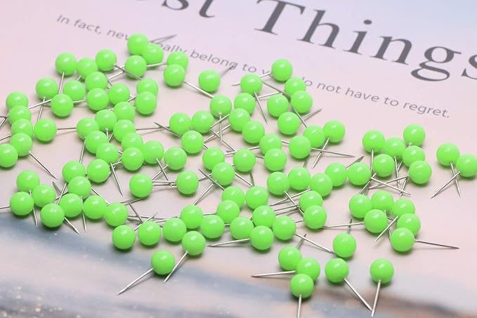 Tupalizy 100PCS 1/4 Inch Small Round Head Map Tacks Pins