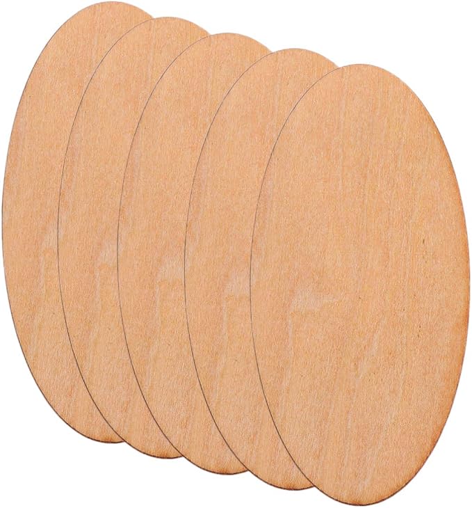 EXCEART Unfinished Oval Wood Slices 20 Pcs 3.9 X 2 Inches Smooth Lightweight
