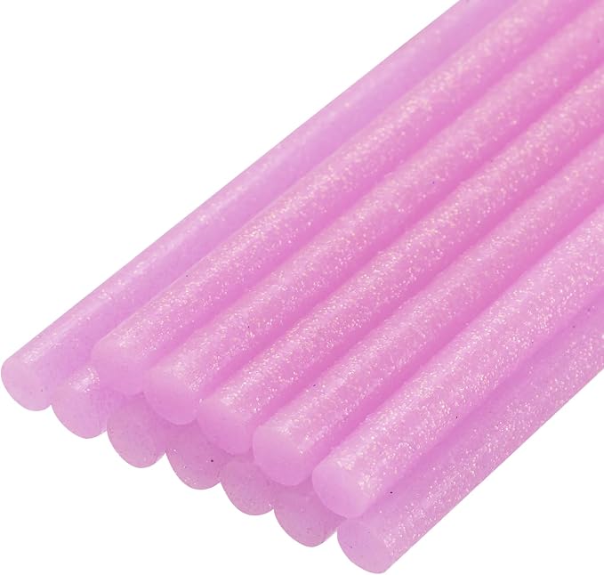 uxcell Mini Hot Glue Sticks for Glue Gun 7mm x 200mm Glitter Pink 12pcs