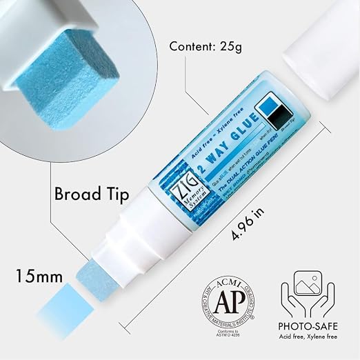 Kuretake Zig 2 Way Glue Stick Pen, Board Tip, 15mm Tip, AP-Certified, Made in
