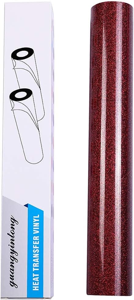 guangyintong Glitter Heat Transfer Vinyl HTV Rolls, Glitter Red HTV Vinyl
