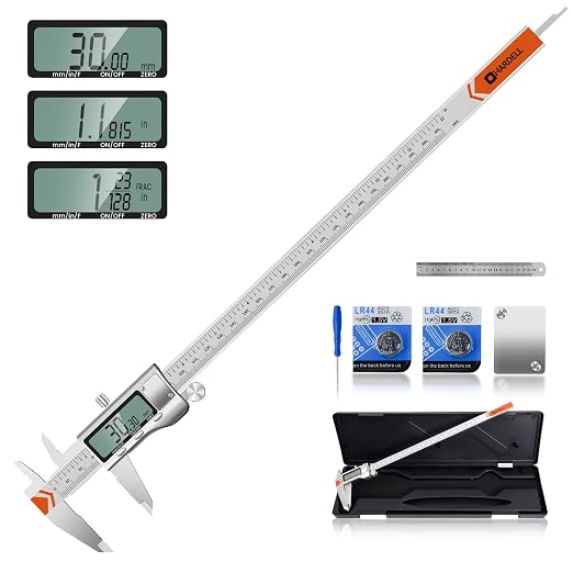 HARDELL 12" Digital Caliper, All-Metal Electronic Micrometer