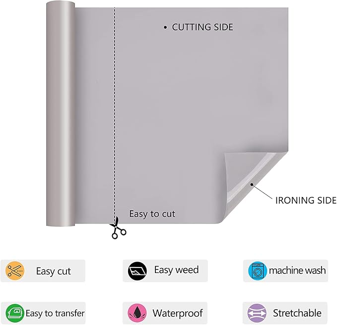 HTV Iron on Vinyl 12Inch by 12ft Roll HTV Heat Transfer Vinyl