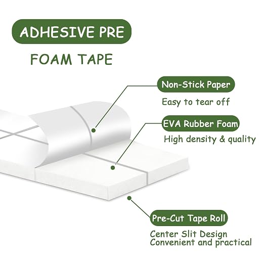 330 PCS Double Sided Foam Tape Pre Cut 1/2 X 2/5 Inch Small Adhesive Foam