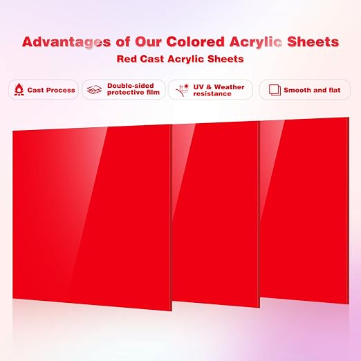 Adrattnay Red Acrylic Panels 1/8" Thick