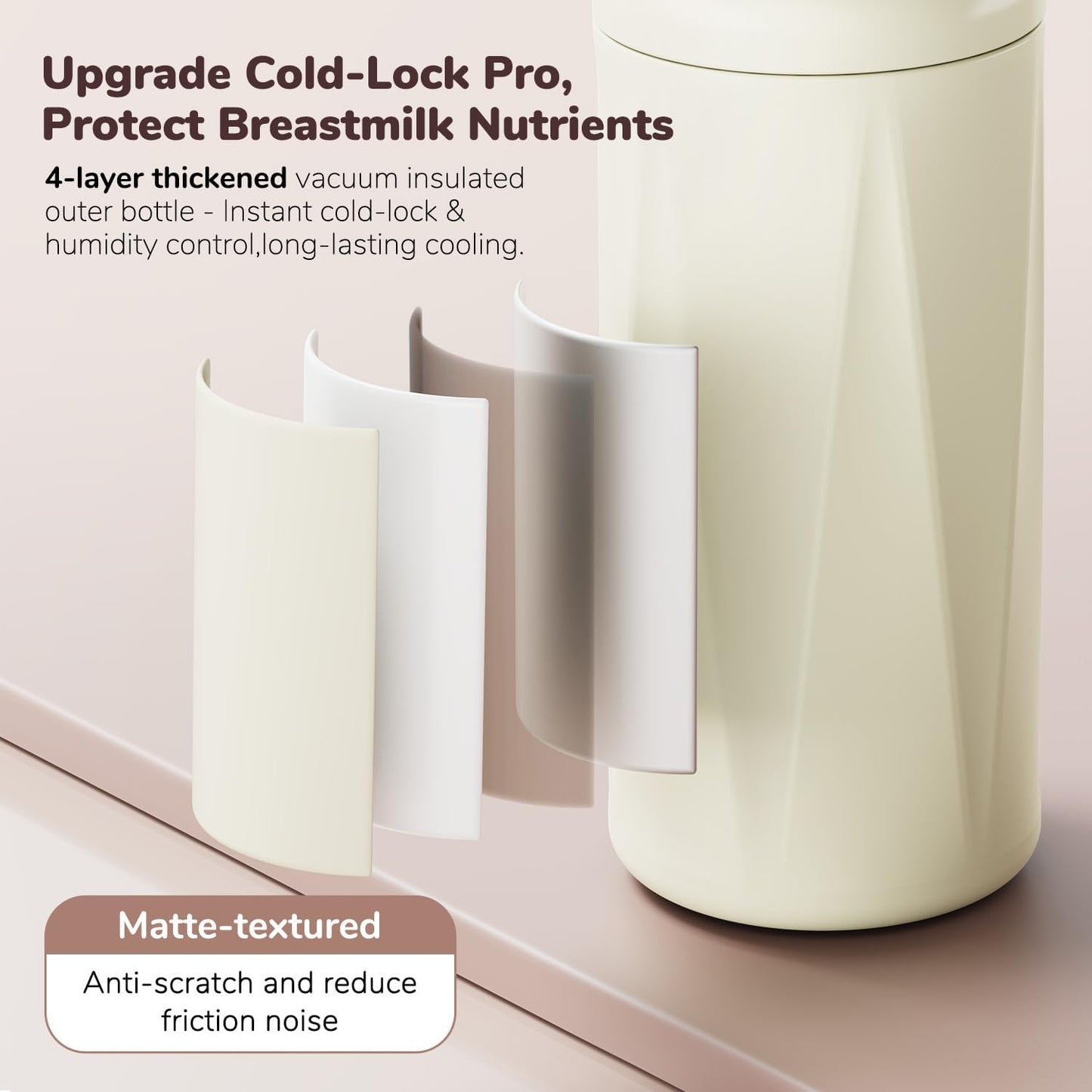 22oz Portable Breast Milk Cooler Bottle-Breastmilk Chiller for Outdoor Travel Mom, Keeps Milk Fresh Cooling for 24 Hours,Breastfeeding Essentials with 2pcs Bottle for Breastmilk Storage